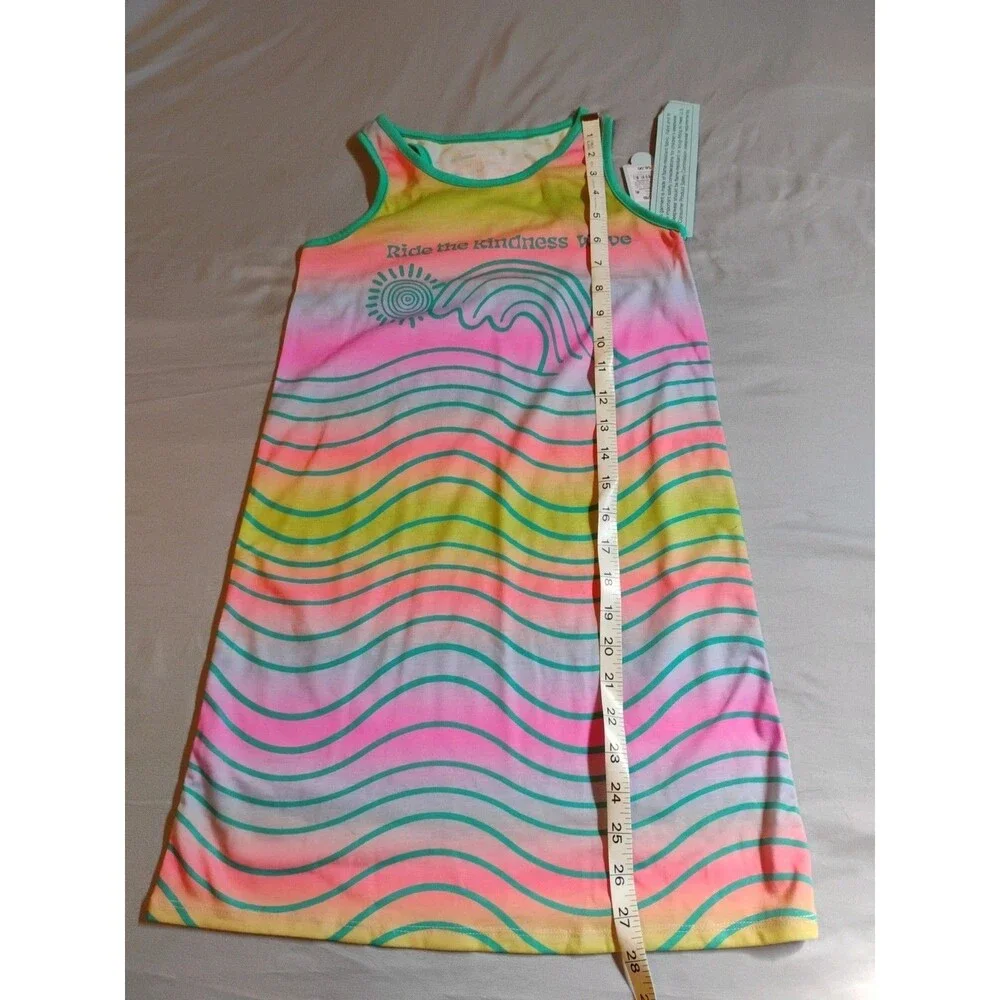 Cat & Jack Rainbow Tank Dress Medium 7/8 1 Piece Ride The Kindness Wave Bright